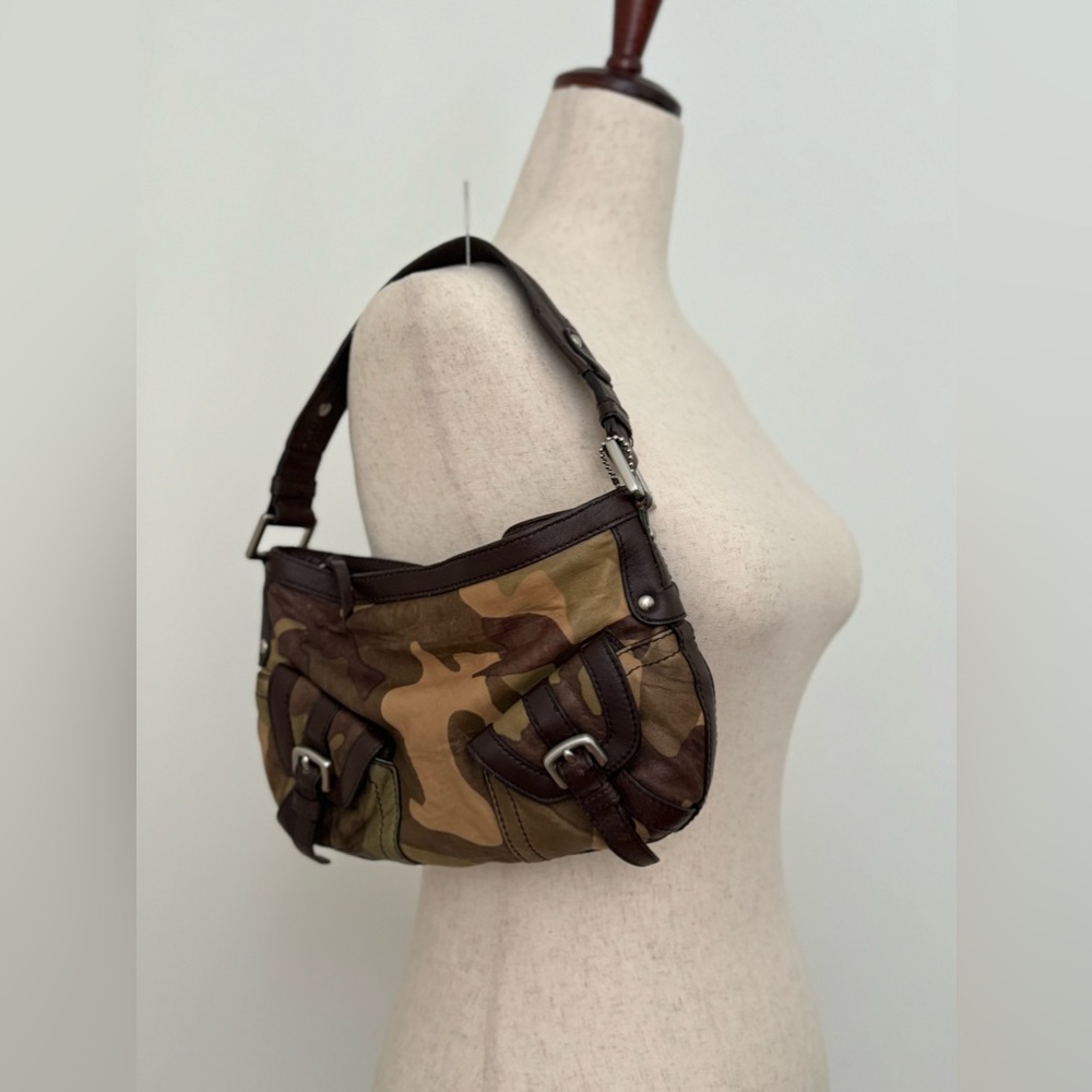DKNY Camouflage Canvas & Leather Shoulder Bag with Dust Bag